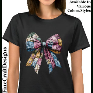 Shabby Chic Patchwork Medium Bow CY6 Moederdag T-shirt