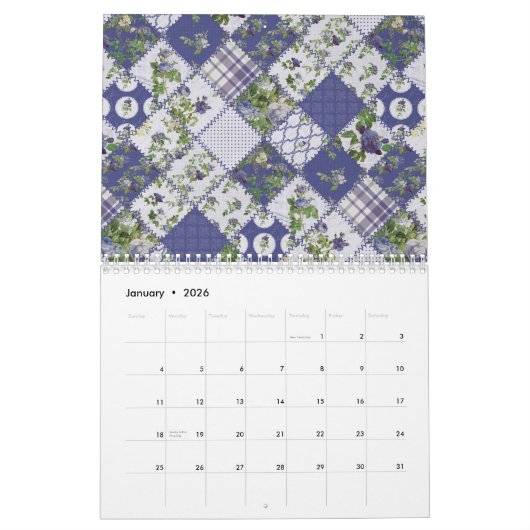 Shabby Chic Patchwork Quilt Wall Calendar Kalender (Jan 2026)