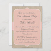 Shabby Chic Peach Burlap Bat Mitzvah Uitnodiging (Achterkant)