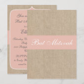 Shabby Chic Peach Burlap Bat Mitzvah Uitnodiging (Voorkant / Achterkant)