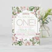 Shabby Chic Pearl Little Lady 1e verjaardag Kaart (Staand voorkant)