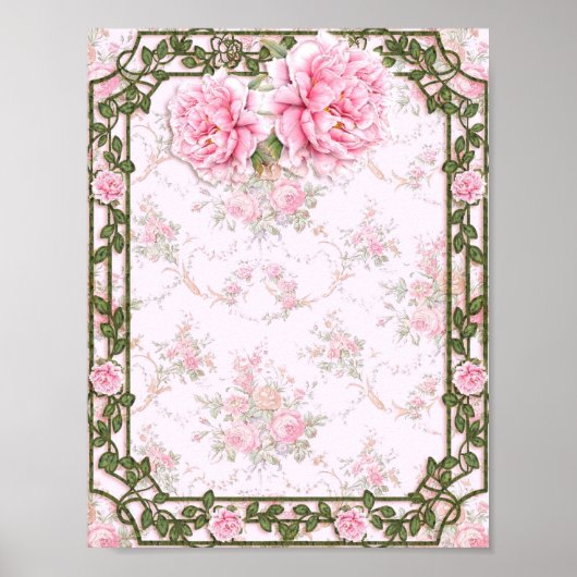 Shabby Chic  Peonies Poster (Voorkant)