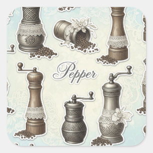 Shabby Chic. Pepper beroemd gemaakt door Natasha U Vierkante Sticker