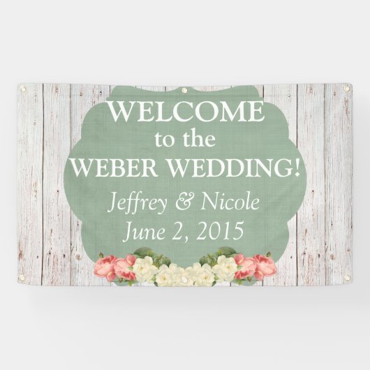 Shabby Chic Personalized Custom Wedding Banner (Horizontaal)