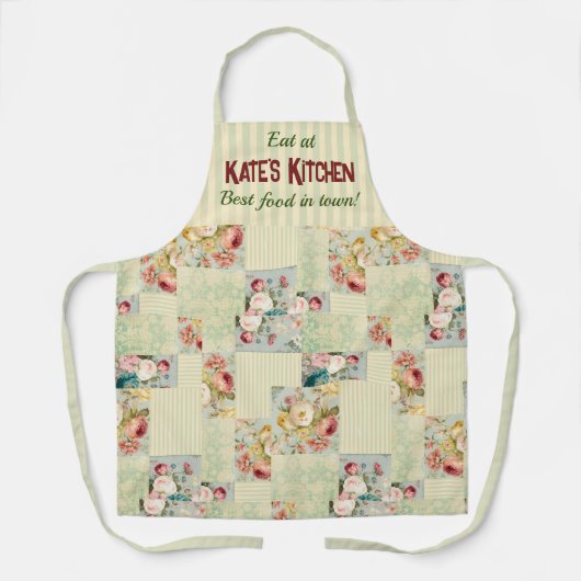 Shabby Chic Personalized Floral patchwork Schort (Voorkant)