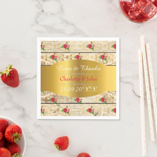 Shabby Chic Personalized Golden Rustic Wedding Servet (Insitu)
