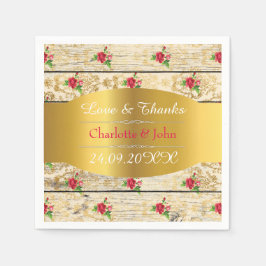 Shabby Chic Personalized Golden Rustic Wedding Servet
