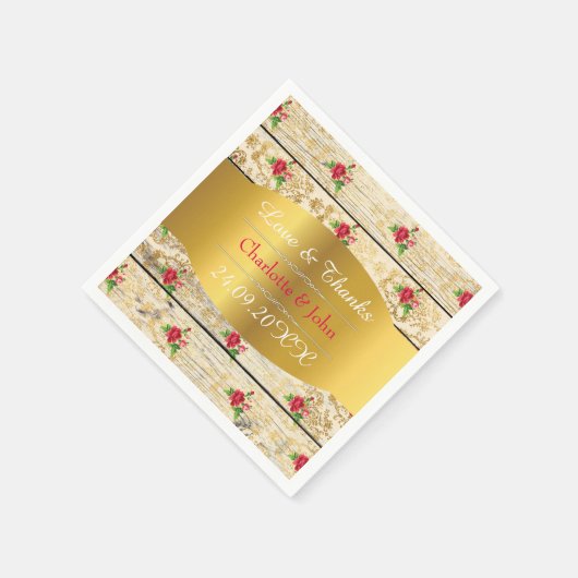 Shabby Chic Personalized Golden Rustic Wedding Servet (Hoek)
