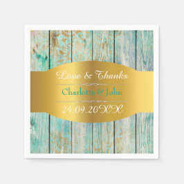 Shabby Chic Personalized Golden Rustic Wedding Servetten