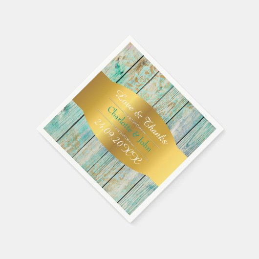 Shabby Chic Personalized Golden Rustic Wedding Servetten (Hoek)