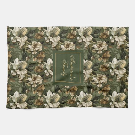Shabby Chic Personalized Sage Green Towel Accent Theedoek (Horizontaal)
