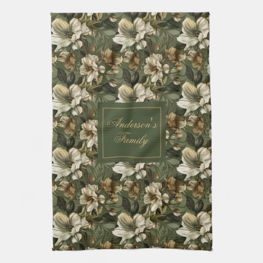 Shabby Chic Personalized Sage Green Towel Accent Theedoek (Verticaal)