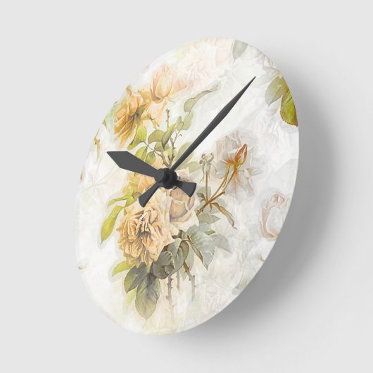  Shabby Chic Perzik Bloemenillustratie Ronde Klok (Hoek)