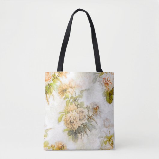  Shabby Chic Perzik Bloemenillustratie Tote Bag (Voorkant)