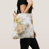  Shabby Chic Perzik Bloemenillustratie Tote Bag (Dichtbij)
