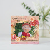 Shabby Chic Photo Birthday Party Invitation Kaart (Staand voorkant)