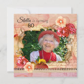 Shabby Chic Photo Birthday Party Invitation Kaart (Voorkant)