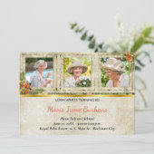 Shabby Chic Photo Birthday Party Invitation Kaart (Staand voorkant)