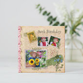 Shabby Chic Photo Birthday Party Invitation Kaart (Staand voorkant)