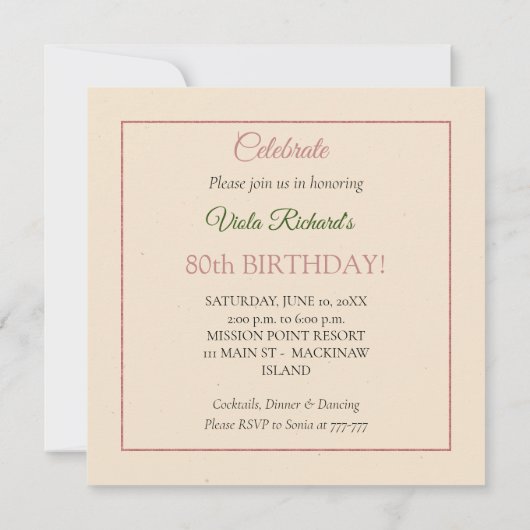 Shabby Chic Photo Birthday Party Invitation Kaart (Achterkant)