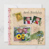 Shabby Chic Photo Birthday Party Invitation Kaart (Voorkant)