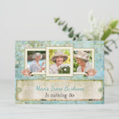 Shabby Chic Photo Birthday Party Invitation Kaart (Staand voorkant)