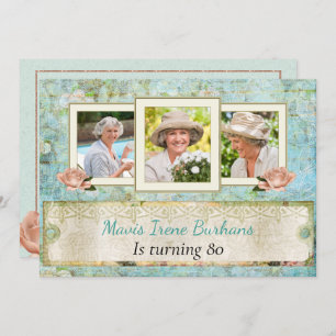 Shabby Chic Photo Birthday Party Invitation Kaart