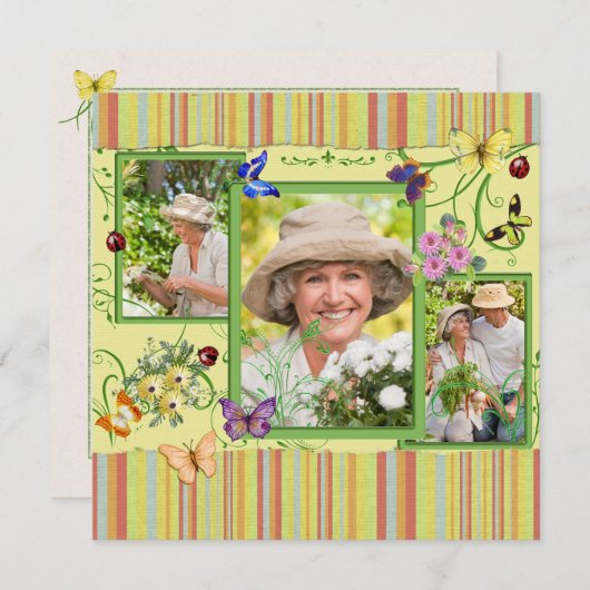 Shabby Chic Photo Birthday Party Invitation Kaart (Voorkant / Achterkant)