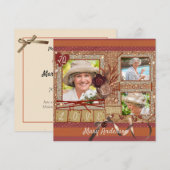 Shabby Chic Photo Birthday Party Invitation Kaart (Voorkant / Achterkant)