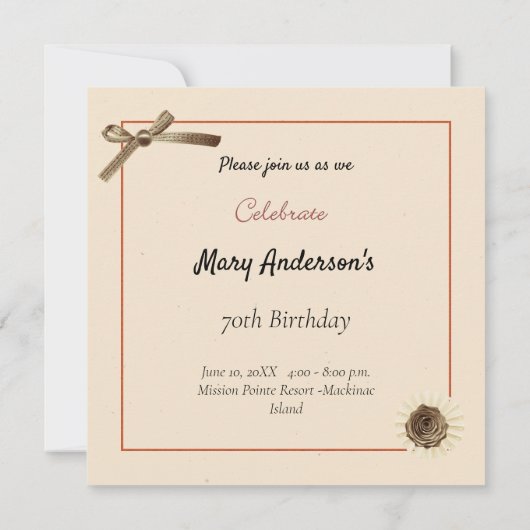 Shabby Chic Photo Birthday Party Invitation Kaart (Achterkant)