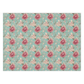 Shabby Chic Pink and White Florals on Teal Tafelkleed (Voorkant (Horizontaal))