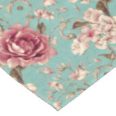 Shabby Chic Pink and White Florals on Teal Tafelkleed (Gekanteld)