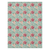 Shabby Chic Pink and White Florals on Teal Tafelkleed (Voorkant)