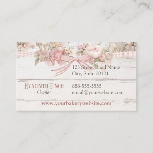Shabby Chic Pink Bakery Cottage  Visitekaartje (Achterkant)
