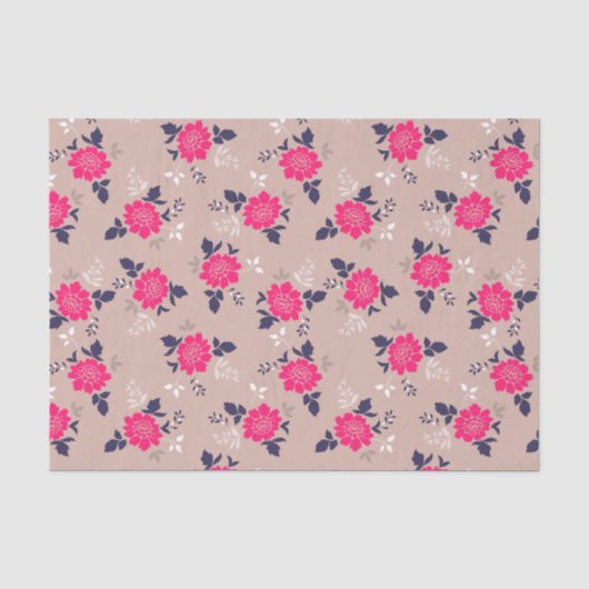 Shabby Chic Pink Beige Floral Pattern Tissuepapier (Voorkant)