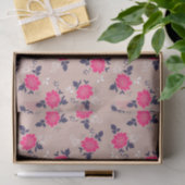 Shabby Chic Pink Beige Floral Pattern Tissuepapier (Geschenk)