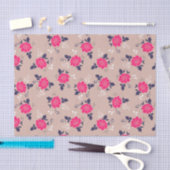 Shabby Chic Pink Beige Floral Pattern Tissuepapier (Craft)