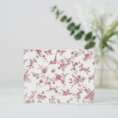 Shabby Chic Pink  Birds Floral Pattern Briefkaart (Staand voorkant)