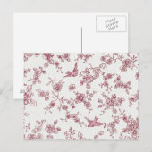 Shabby Chic Pink  Birds Floral Pattern Briefkaart (Voorkant / Achterkant)