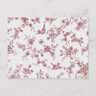 Shabby Chic Pink  Birds Floral Pattern Briefkaart