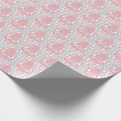 Shabby Chic Pink & Blue Damask Cadeaupapier (Hoek)