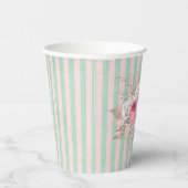 Shabby Chic Pink Bouquet Stripes Papieren Bekers (Rechts)