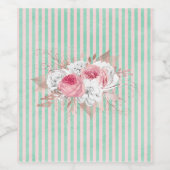 Shabby Chic Pink Bouquet Stripes Wijn Etiket (Enkel label)