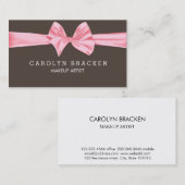 Shabby Chic Pink Bow Beige Visitekaartje (Voorkant / Achterkant)