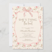Shabby Chic Pink Bow Tying the Knot Vrijgezellenfe Kaart (Voorkant)