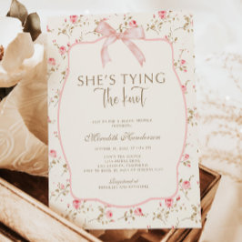 Shabby Chic Pink Bow Tying the Knot Vrijgezellenfe Kaart
