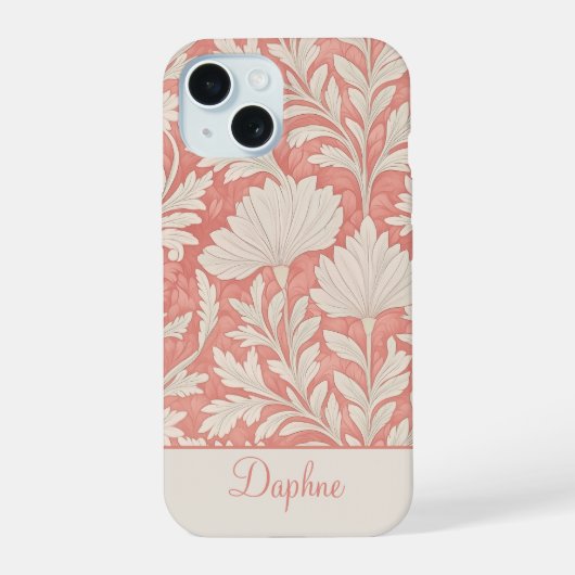 Shabby Chic Pink & Cream Bloemen gepersonaliseerd iPhone 15 Case (Achterkant)