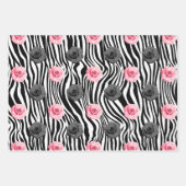 Shabby Chic Pink en Black Rozen Zebra Stripes Inpakpapier Vel (Voorkant)