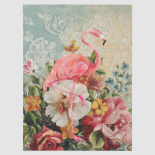 Shabby Chic Pink Flamingo Bloemen Decoupage Tissuepapier