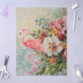 Shabby Chic Pink Flamingo Bloemen Decoupage Tissuepapier (Craft)